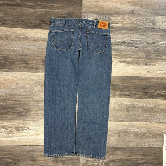 Levis 505 Mid Wash Faded Blue Men 38x32 Regular Straight Leg Denim Jeans Red Tab - Picture 3 of 13